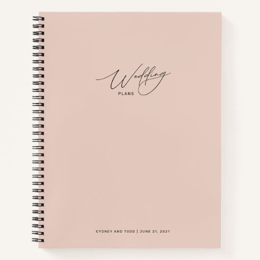 Cahier de plans de mariage rose blush rose (Devant)