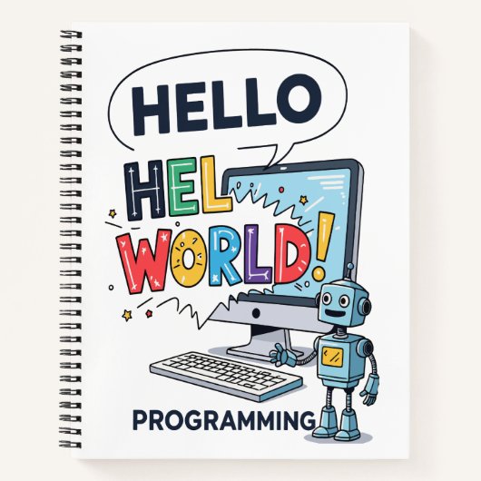 Cahier de programmation de robot mignon Hello Worl (Devant)