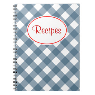 Cahier de recettes à carreaux bleus