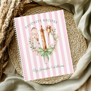 Cahier de recettes de cuisine ustensiles floraux