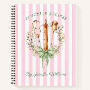 Cahier de recettes de cuisine ustensiles floraux b