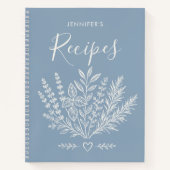 Cahier de recettes de famille bleu poussiéreux mod (Devant)