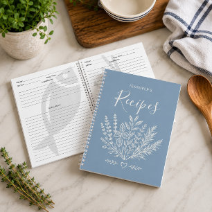 Cahier de recettes de famille bleu poussiéreux mod