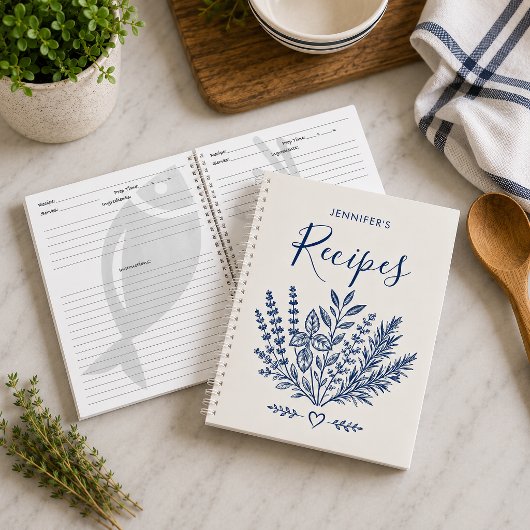 Cahier de recettes de famille moderne blanc cassé
