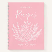 Cahier de recettes de famille rose clair moderne (Devant)
