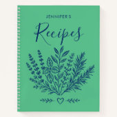 Cahier de recettes de famille vert Kelly moderne (Devant)
