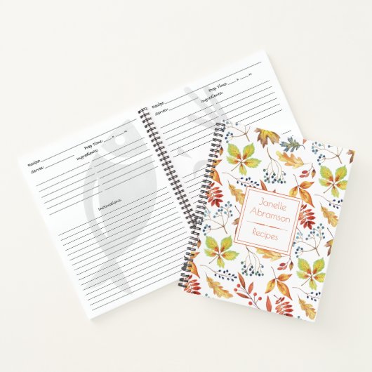 Cahier de recettes de feuilles d'automne à l'aquar (Intérieur)