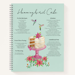 Cahier de recettes de gâteau aux colibris