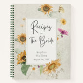 Cahier de recettes de mariage avec tournesols vint (Devant)