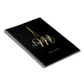 Cahier de recettes Monogramme Noir Or Script (Côté Droit)