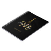 Cahier de recettes Monogramme Noir Or Script (Côté gauche)