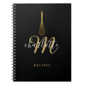 Cahier de recettes Monogramme Noir Or Script (Devant)