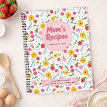Cahier de recettes personnalisé avec motifs florau
