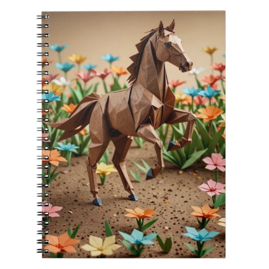 Cahier de rentrée des classes Cheval en origami (Devant)