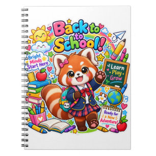 Cahier de rentrée scolaire Panda Rouge Kawaii