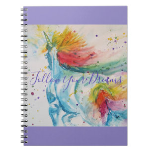 Cahier de rêves de peinture aquarelle Licorne