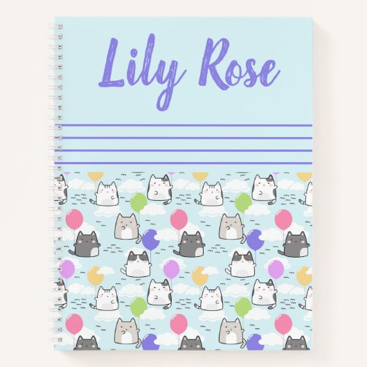 Cahier de texte motif chats mignons personnalisé p (Devant)