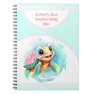 Cahier de vacances d'été de tortue mignonne