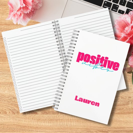Cahier de vérification rose chaud et sarcelle Vibe