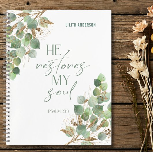 Cahier de verset biblique feuilles vertes dorées