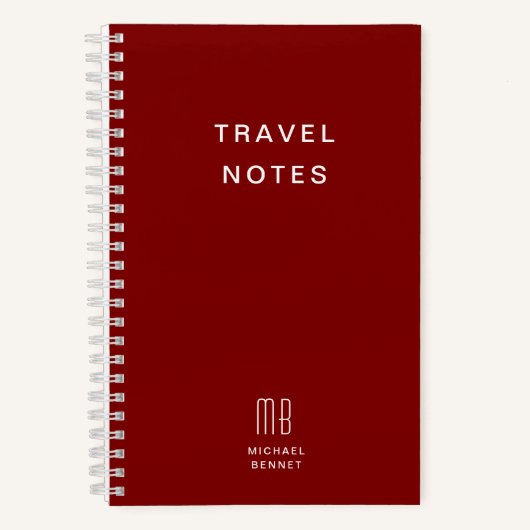 Cahier de Voyage à Monogramme Moderne Bourgogne (Recto)