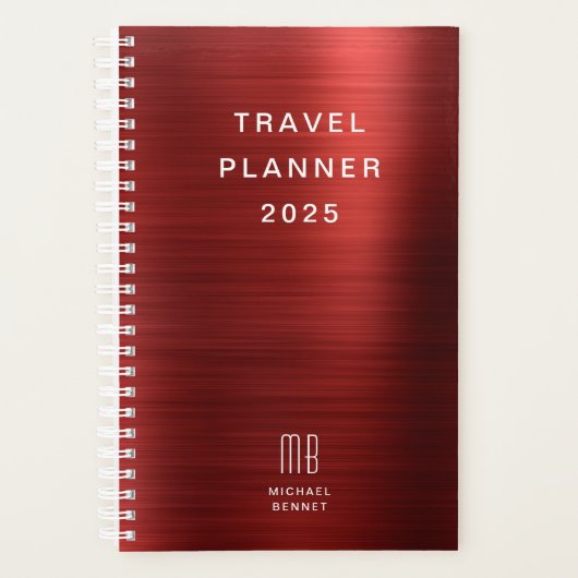 Cahier de Voyage Élégant Monogramme Rouge (Devant)