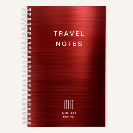 Cahier de Voyage Élégant Monogramme Rouge (Recto)