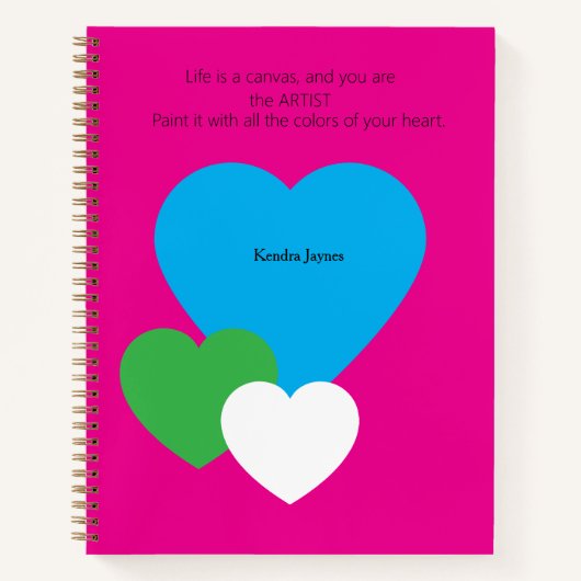 Cahier Deluxe Rose avec coeurs (Devant)
