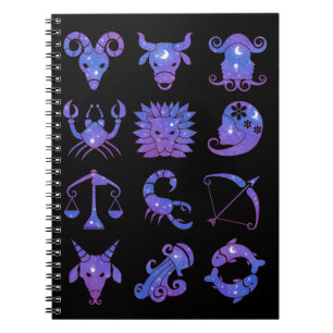 Cahier des Signes du Zodiaque en Bleu Stellaire