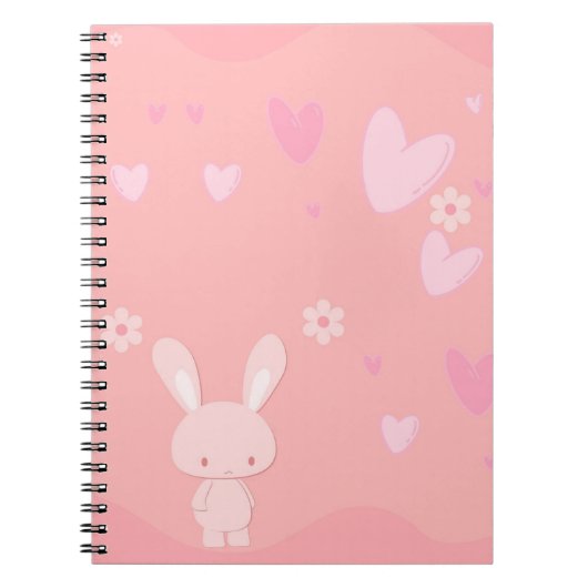 Cahier d'illustration de lapin rose mignon avec de (Devant)