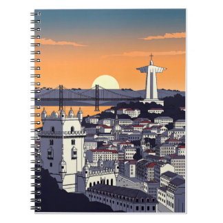 Cahier d'illustration du coucher de soleil de Lisb