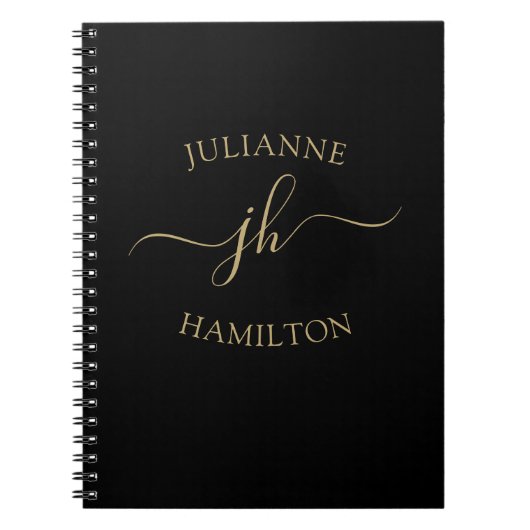 Cahier élégant à monogramme initial script (Devant)
