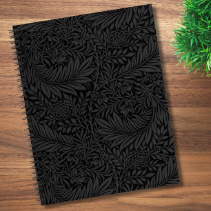 Cahier élégant à motif floral noir