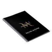 Cahier élégant de luxe Monogramme noir et or (Côté Droit)