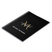 Cahier élégant de luxe Monogramme noir et or (Côté gauche)