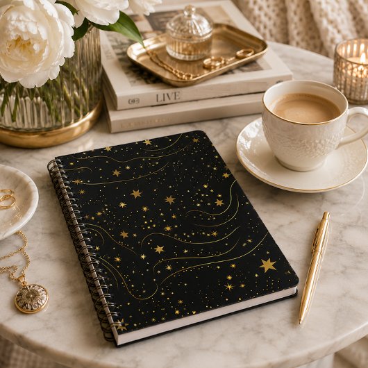 Cahier élégant étoilé nuit or