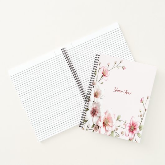 Cahier Élégant Fleurs Roses et Blanches (Intérieur)