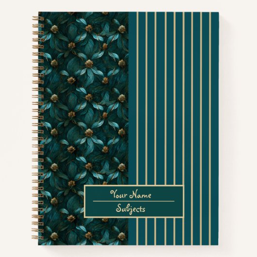 Cahier élégant sarcelle-or (Devant)