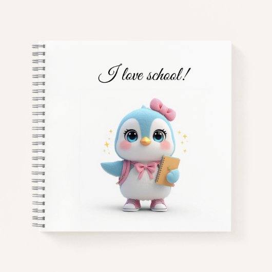 Cahier élève pingouin mignon Kawaii (Devant)