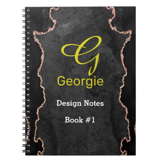 Cahier en Agate Noir et Or Rose (Devant)