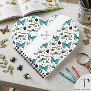 Cahier en forme de cœur aux insectes colorés