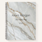 Cahier en marbre blanc or doré (Devant)