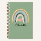 Cahier Enfant Arc-en-ciel Aquarelle Bohème Vert (Recto)