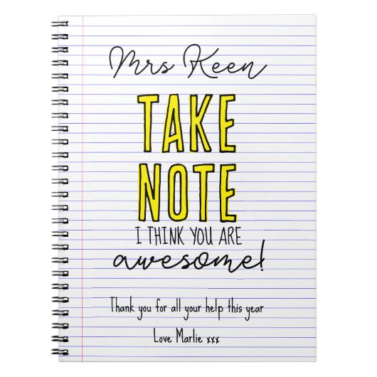 Cahier Enseignant prenez note vous êtes génial tab (Devant)