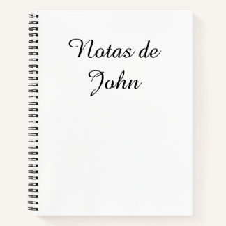 Cahier espagnol minimaliste noir sur blanc Notas