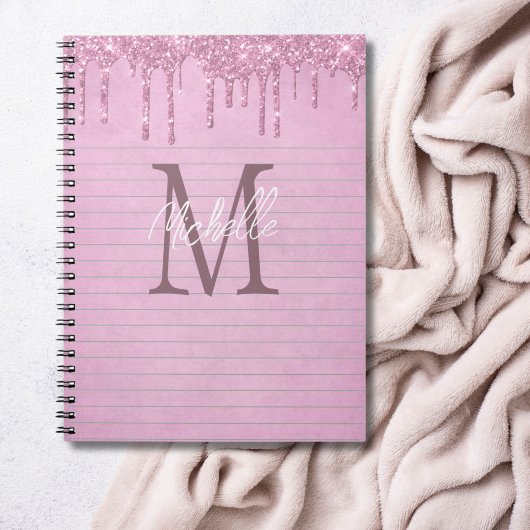 Cahier Féminin avec Nom en Monogramme et Paillette