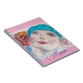 Cahier Fille Fleur Rose Rouge Aquarelle (Côté Droit)