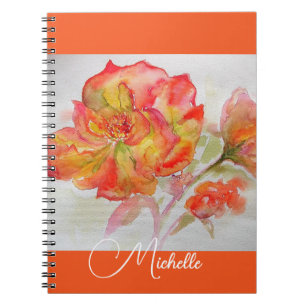 Cahier Fille Orange Rose Aquarelle Abricot