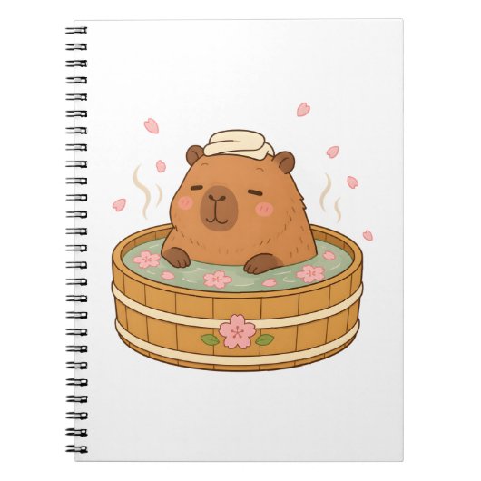 Cahier Fleur de Cerisier Capybara Sakura Onsen Mig (Devant)