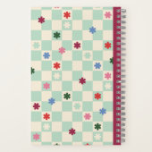 Cahier Fleurs Étoiles Motif Damier Menthe (Verso)